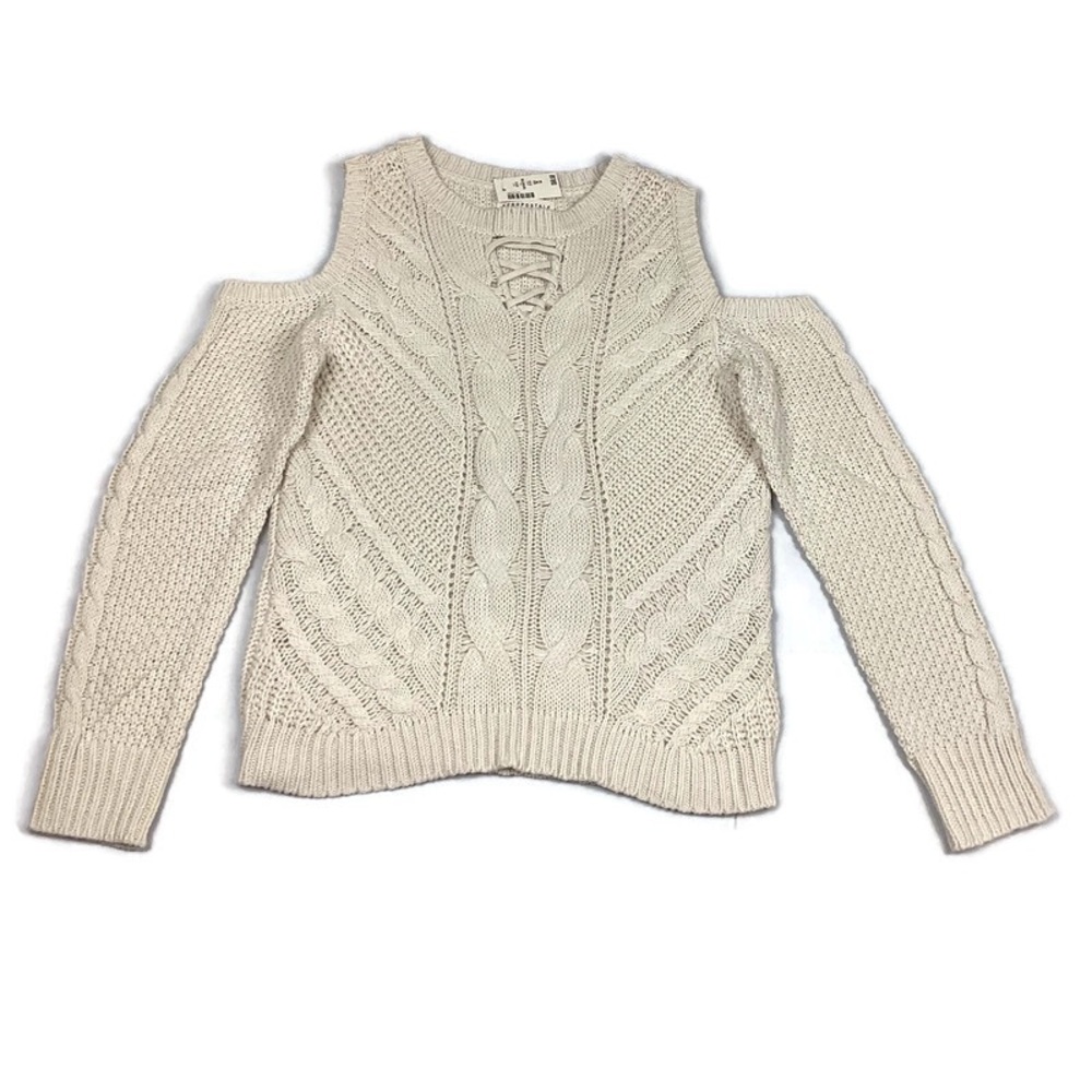 Aeropostale Cold Shoulder Cable Knit Pullover Sweater NEW!